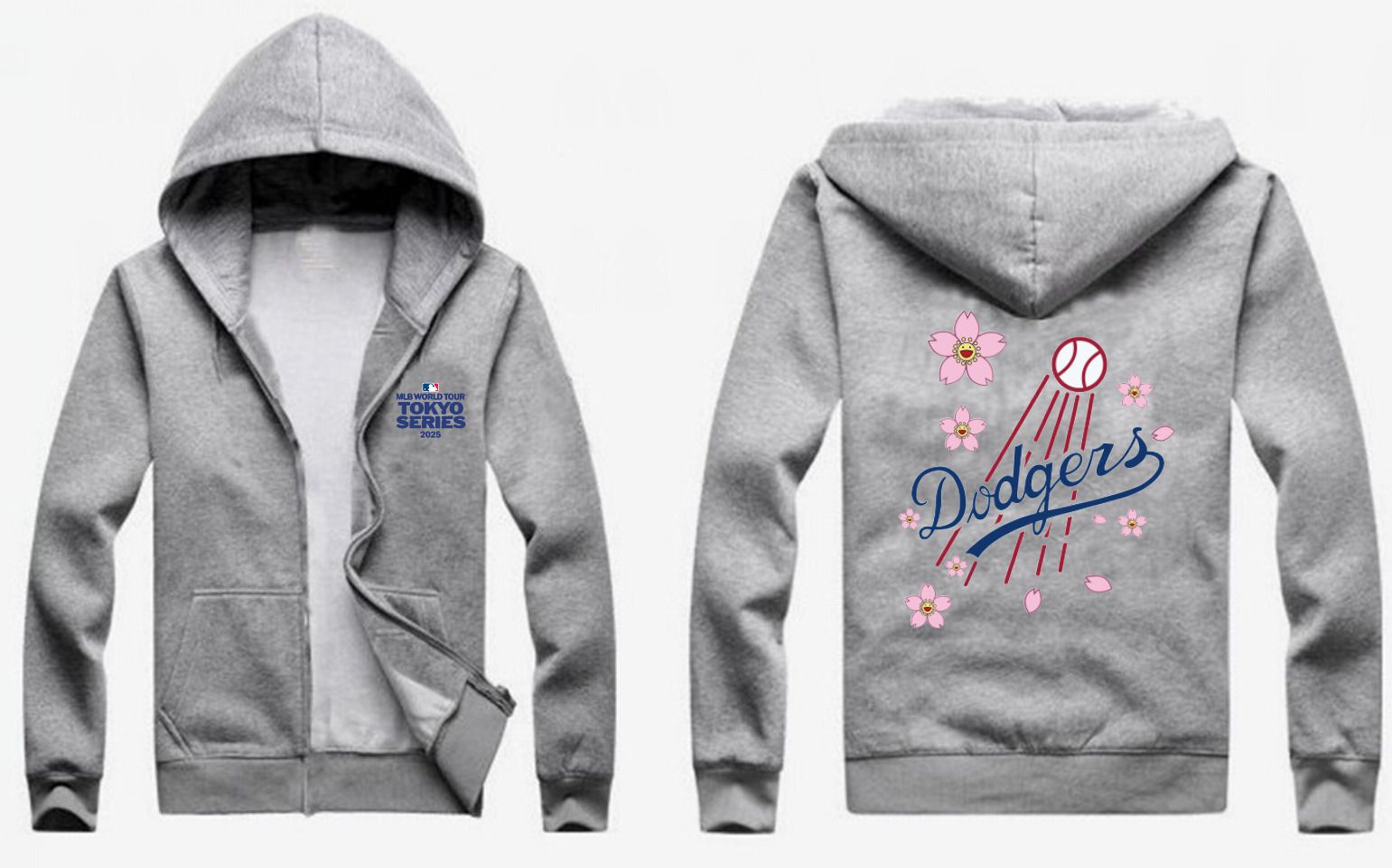 Men Los Angeles Dodgers Blank Grey Zipper hoodie 2025 MLB Jersey style 1->los angeles dodgers->MLB Jersey